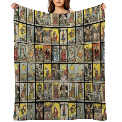 The Major Arcana of Tarot Vintage Cards Throw Blanket