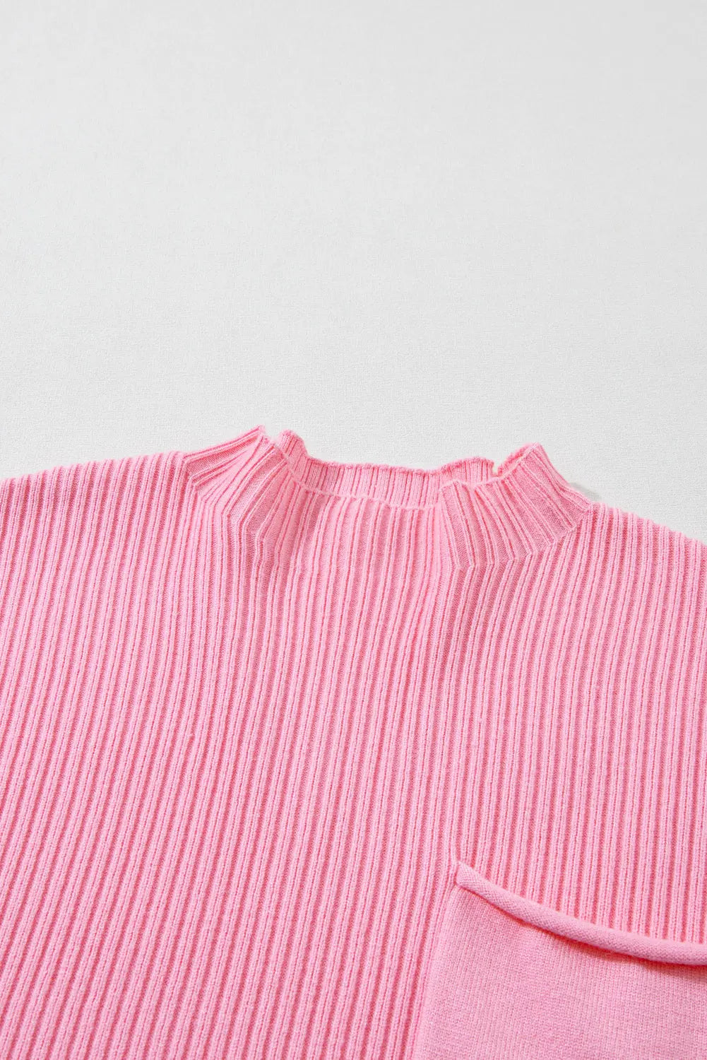 Gold Flame Patch Pocket Ribbed Knit Short Sleeve Sweater Shewin