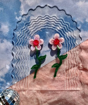 Wavy Daisies Acrylic Statement Earrings Quirks!