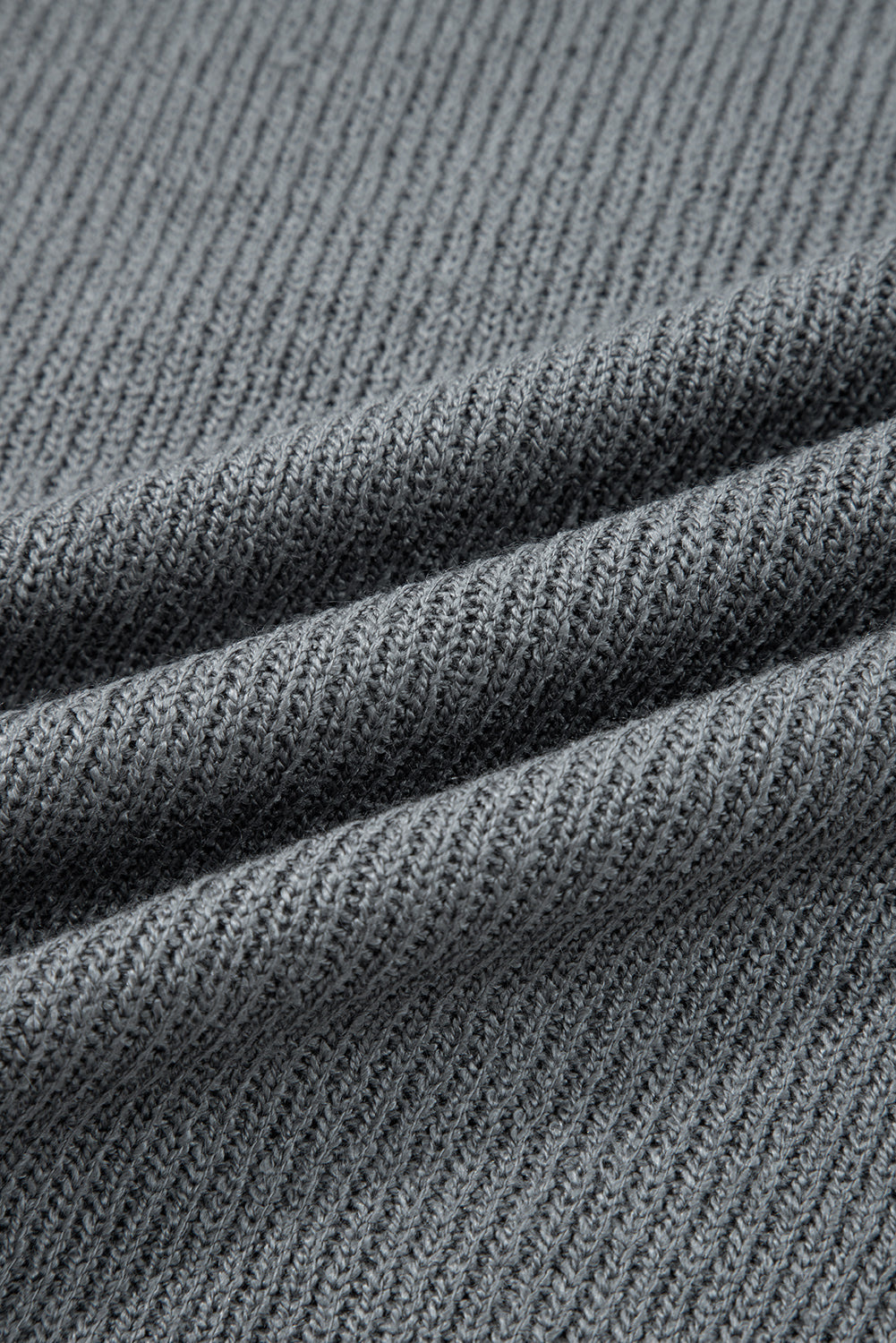 Medium Grey Raw Edge Uneven Hem Patchwork Drop Shoulder Sweater Shewin