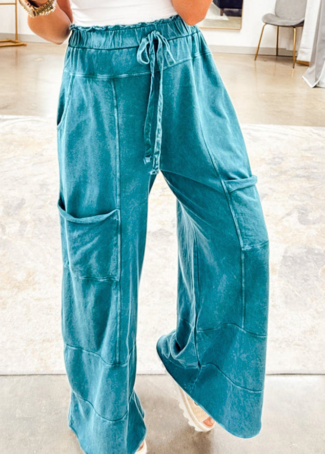 Wild Ginger  Mineral Wash Knot High Waist Raw Hem Pants