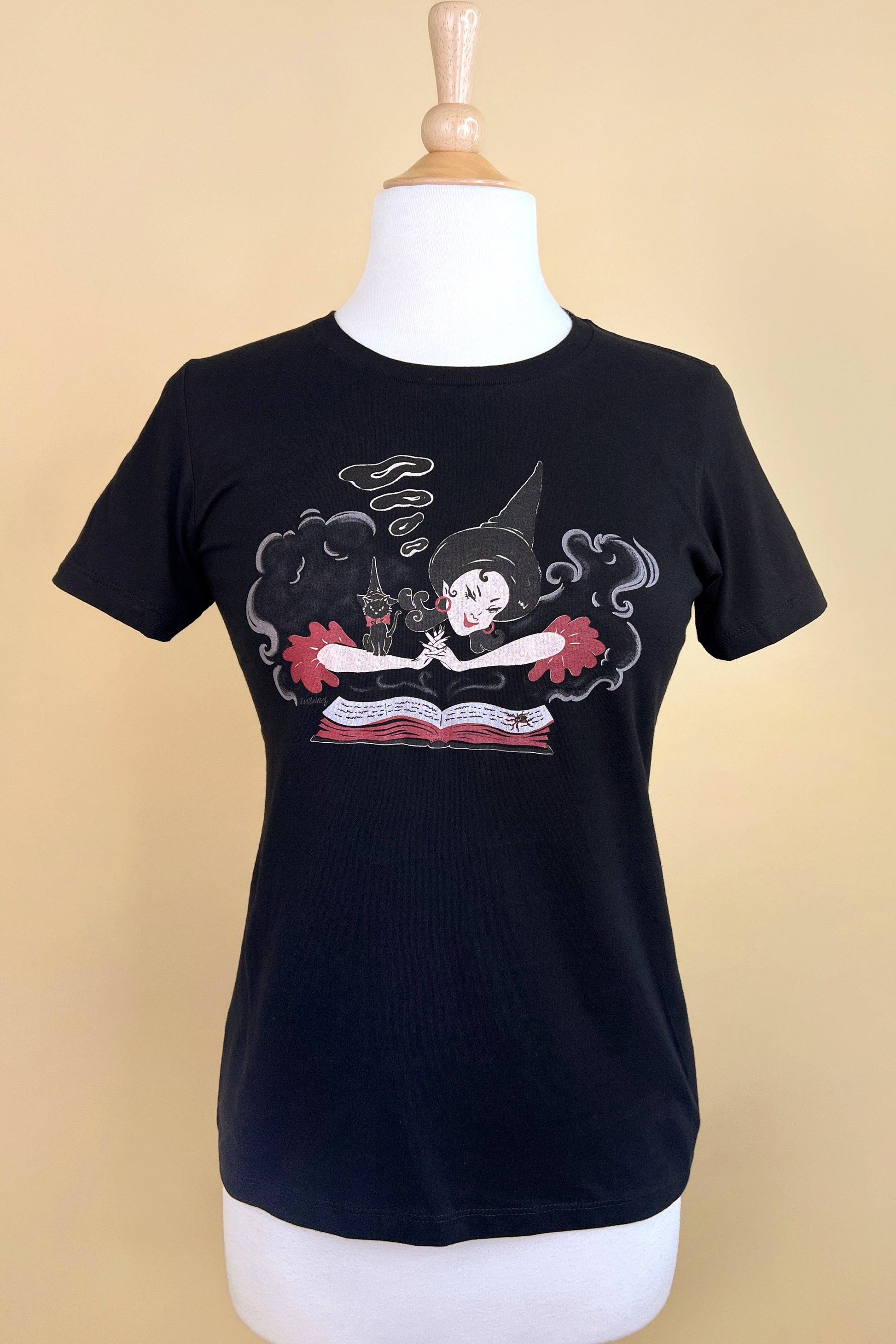 Witch Bible Fitted Tee in Black - SMALL Quirks!