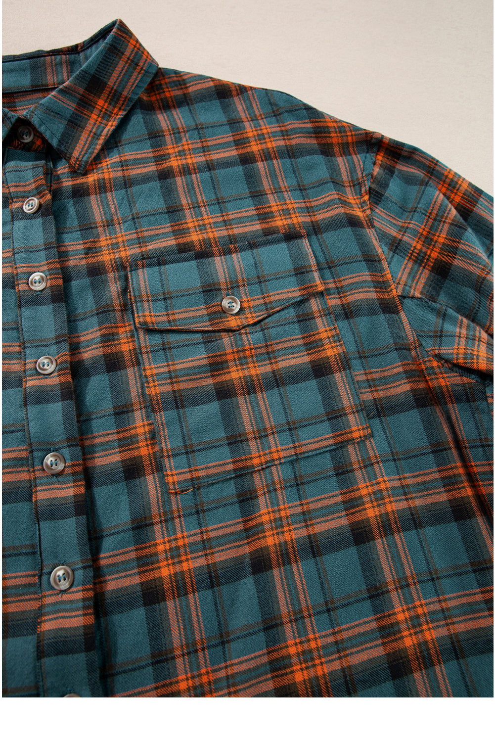 Green Plaid Long Sleeve Collar Shirt Shewin