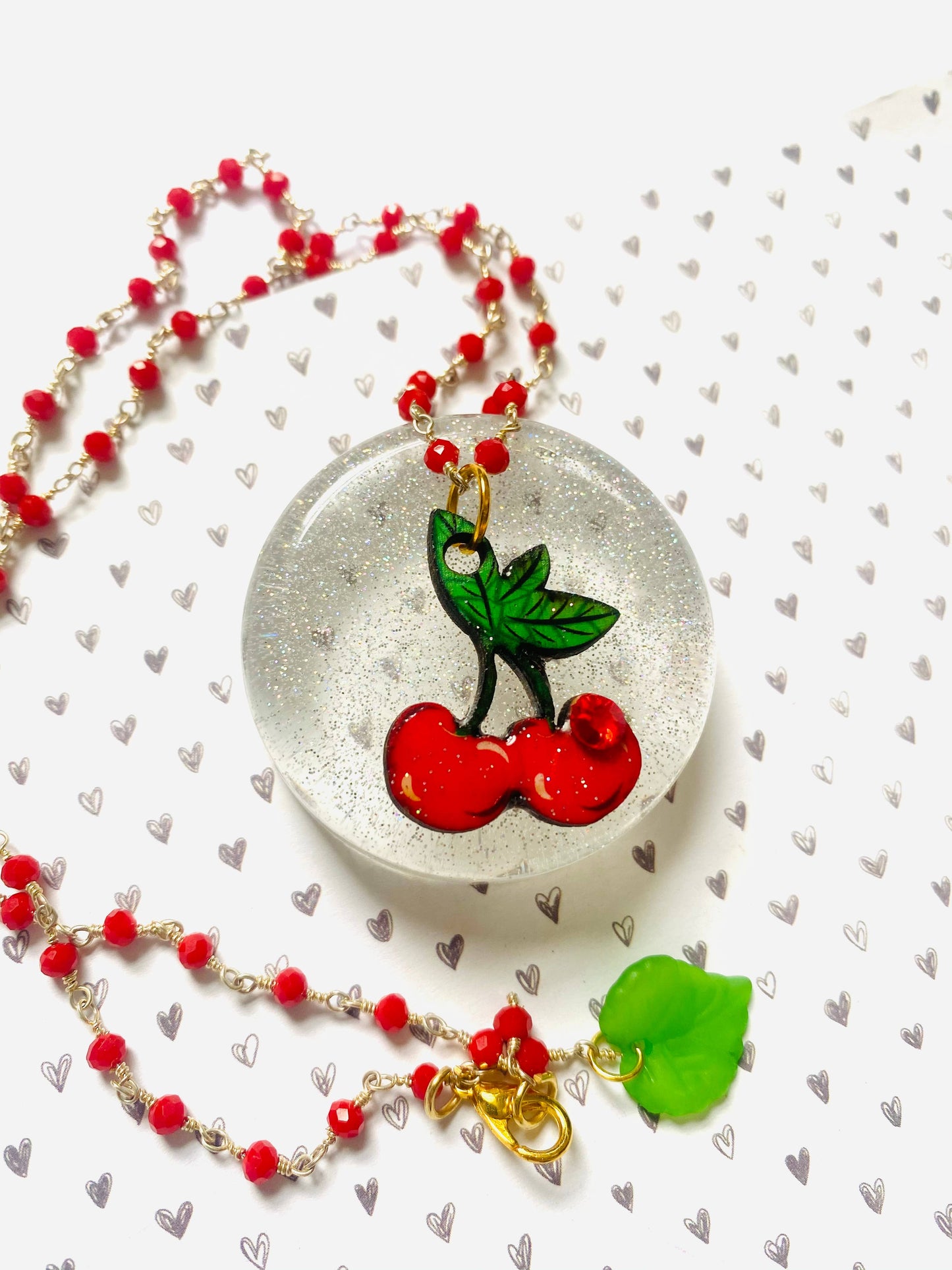 Retro Cherry Beaded Necklace by Rosie Rose Parker