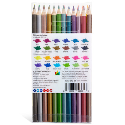 Colored Pencils 24 Metallic & Neon Colors