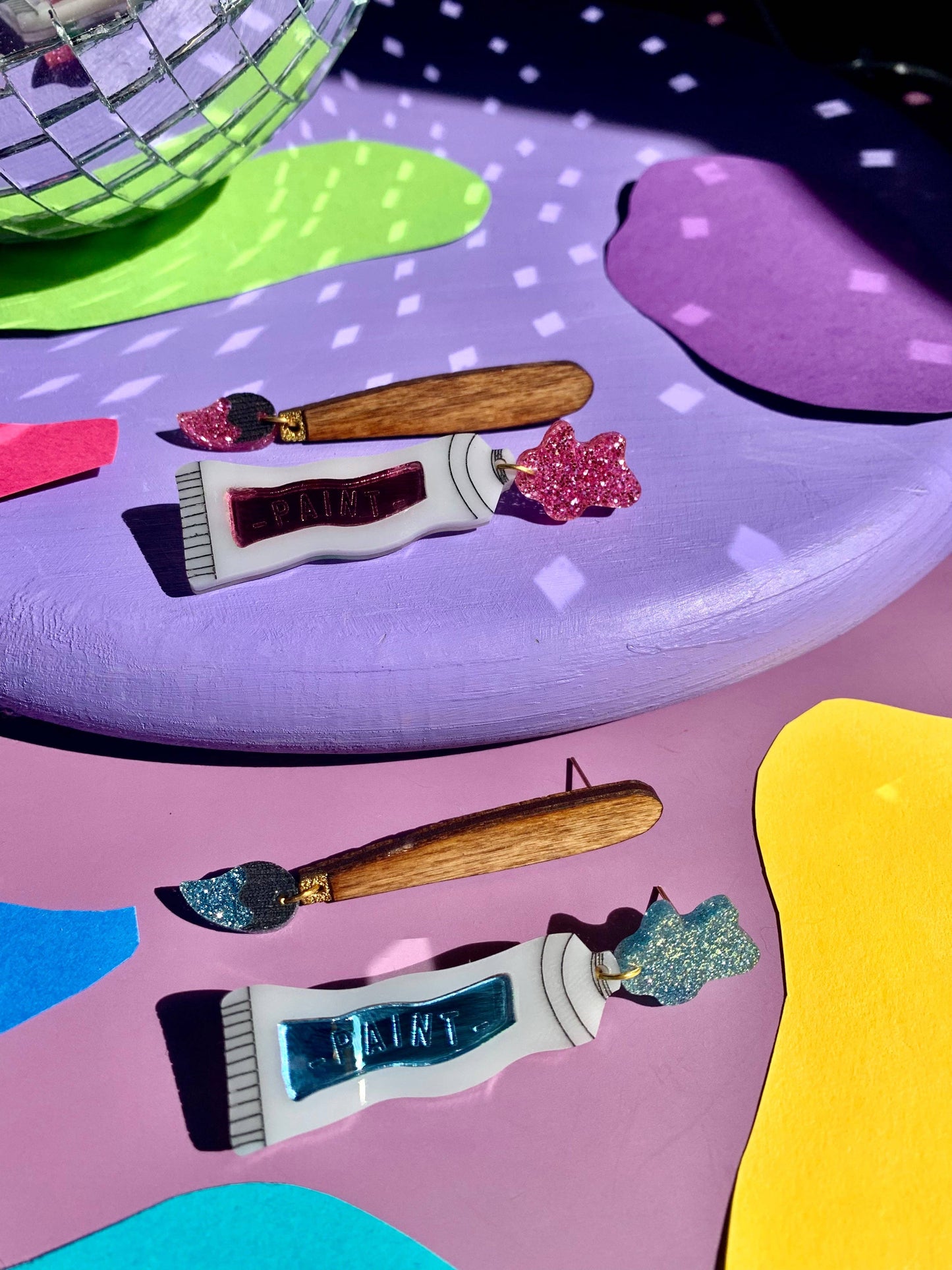 Paint Tube and Brush Statement Acrylic Earrings Quirks!