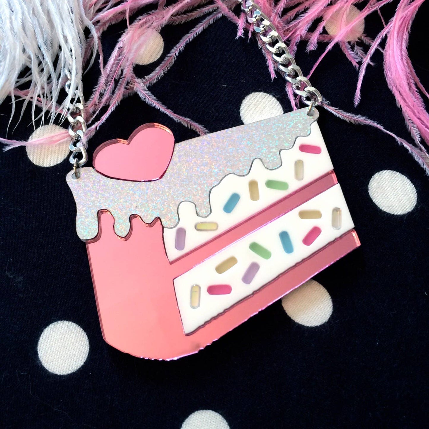 Funfetti Slice Of Cake Acrylic Statement Necklace Quirks!
