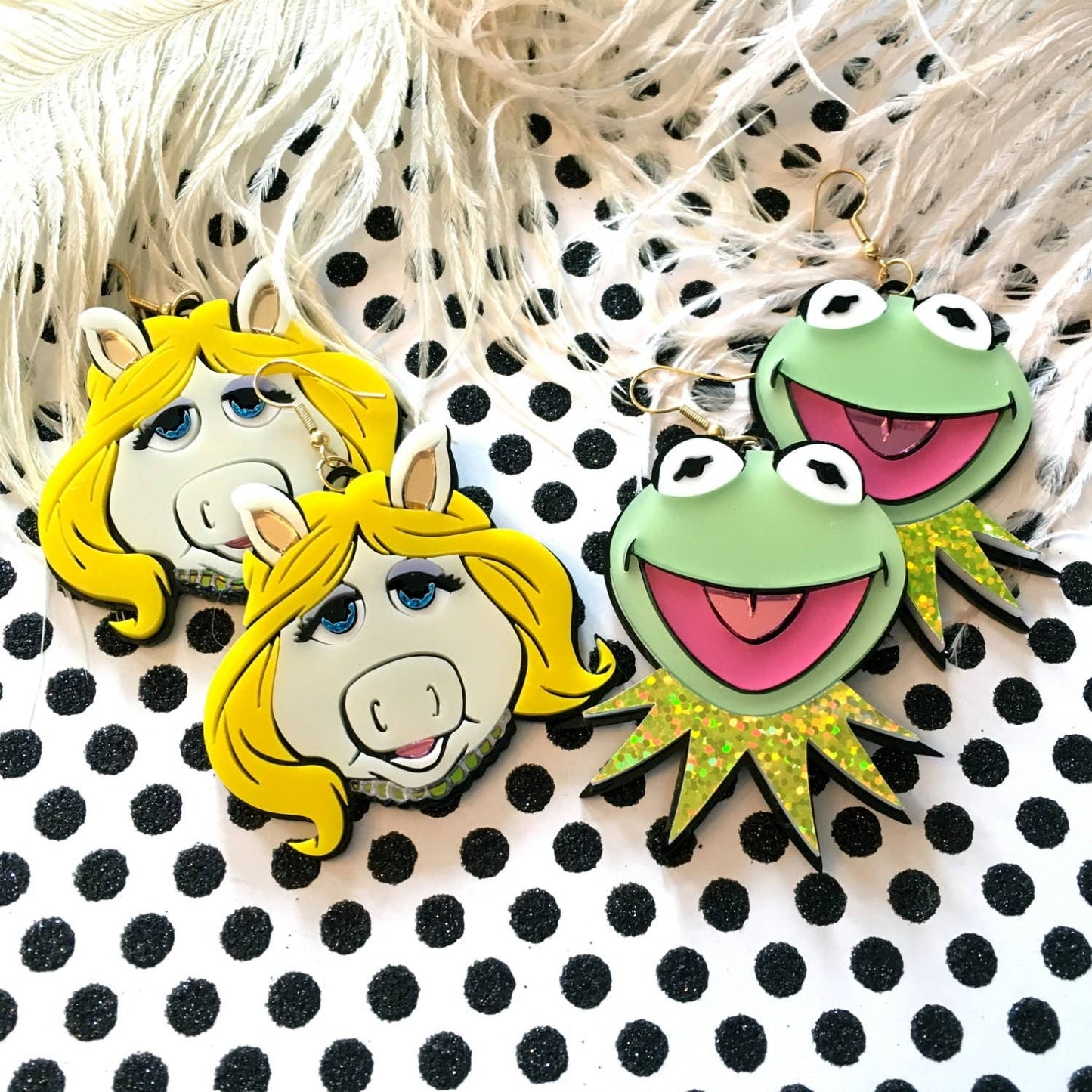 Miss Piggy And Kermit Laser Cut Earrings Quirks!