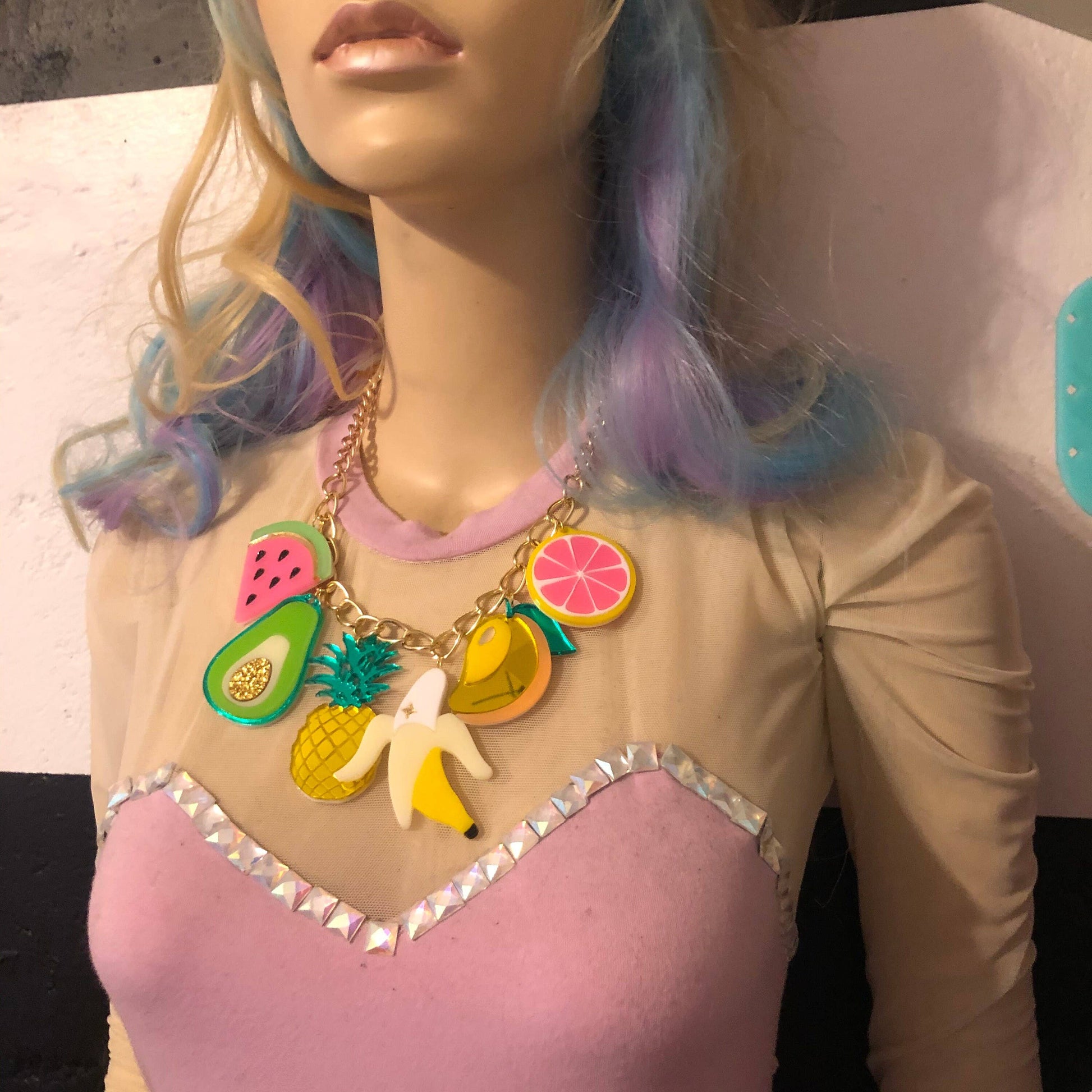 Fruit Food Acrylic Charm Statement Necklace Quirks!