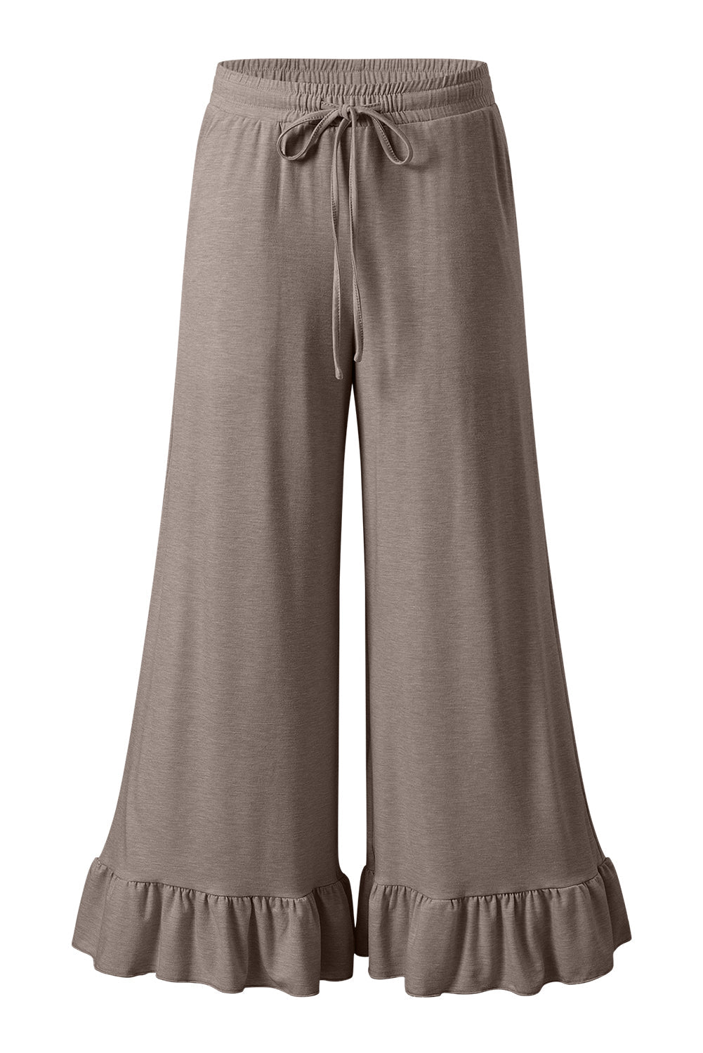 Dune Solid Color Ruffle Hem Wide Leg Pants Shewin