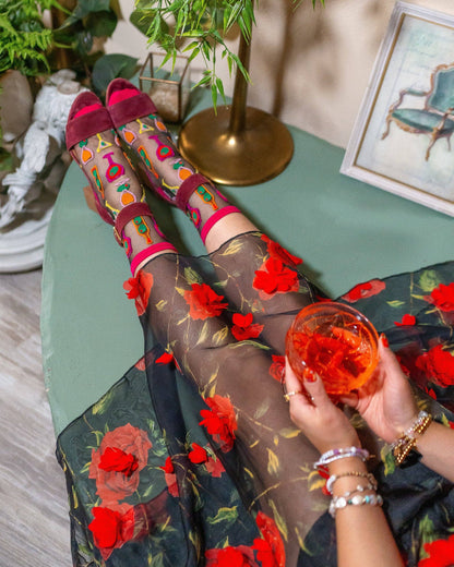 Cocktail Hour Black Sheer Crew Sock Quirks!