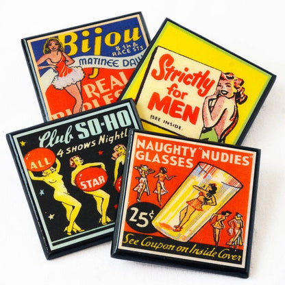 A Little Naughty: Vintage Burlesque Drink Coaster Set Quirks!