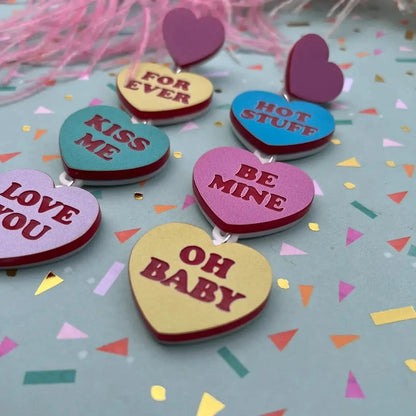 Valentine's Day Conversation Heart Statement Earrings Quirks!