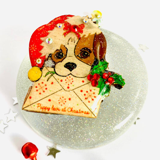 Puppy love at Xmas Brooch by Rosie Rose Parker Quirks!