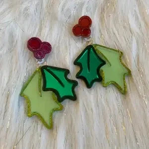 Christmas Holly Acrylic Statement Earrings Quirks!