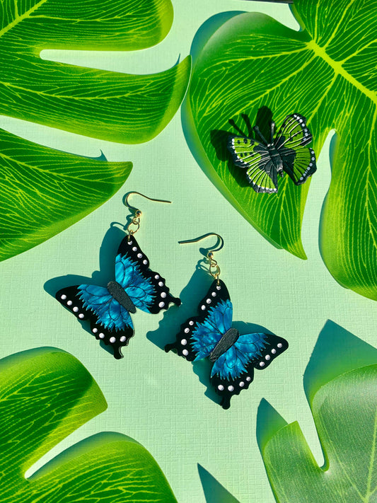 Blue Morpho Butterfly Acrylic Earrings Quirks!