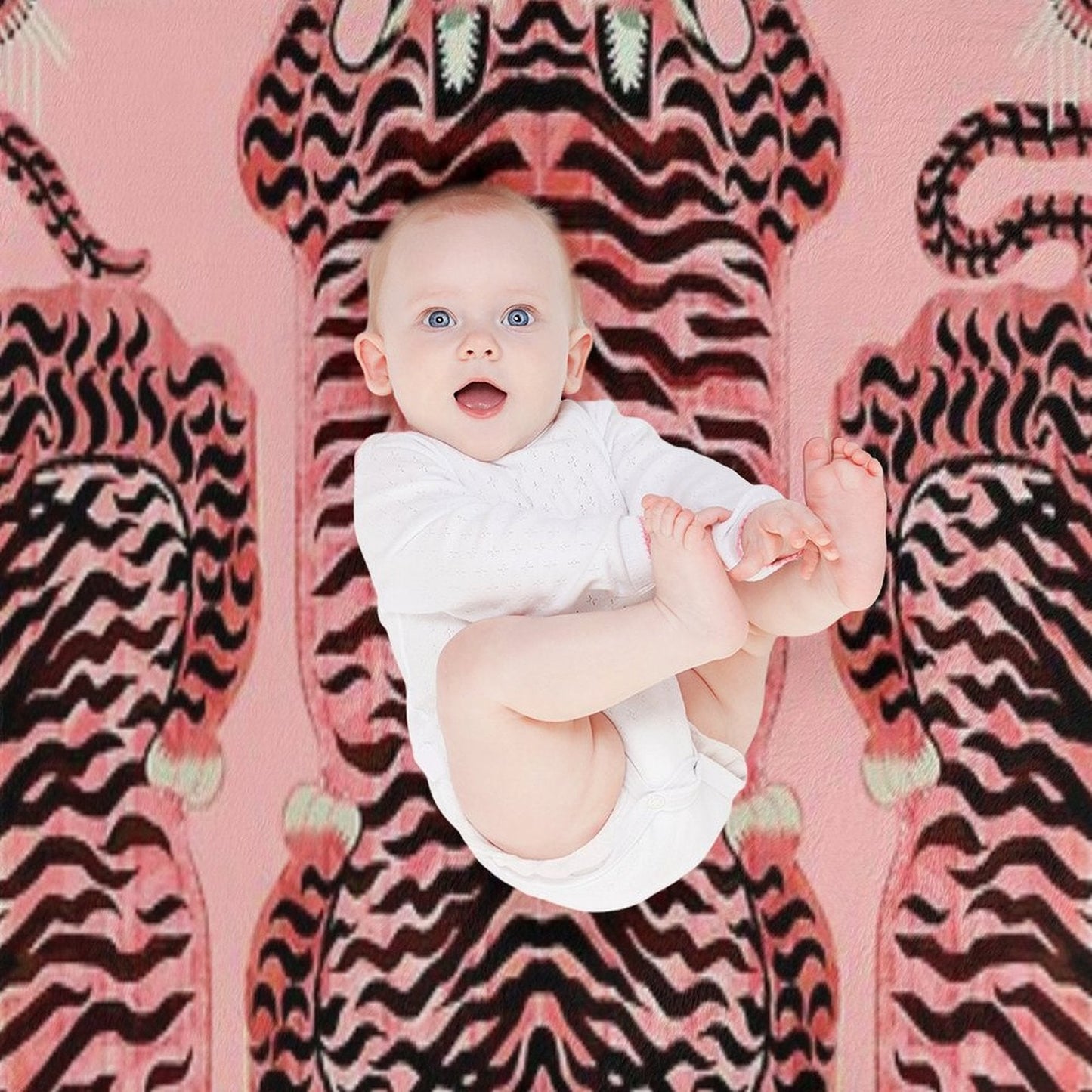 Pink Tibetan Tiger Rug Throw Blanket