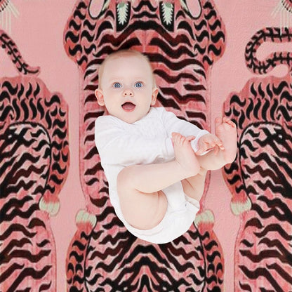 Pink Tibetan Tiger Rug Throw Blanket
