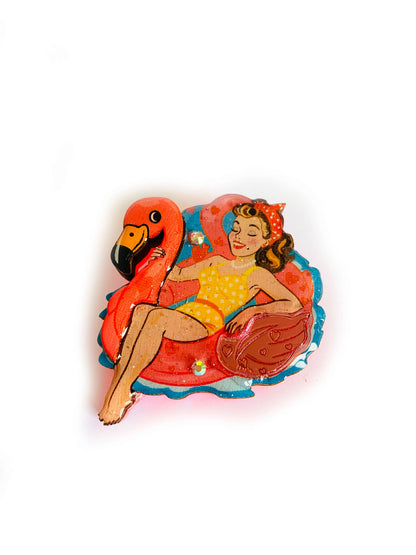 Frankie & the Flamingo Float Brooch by Rosie Rose Parker Quirks!