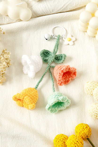 Meadow Mist Green Cute Crochet Flower Keychain Shewin