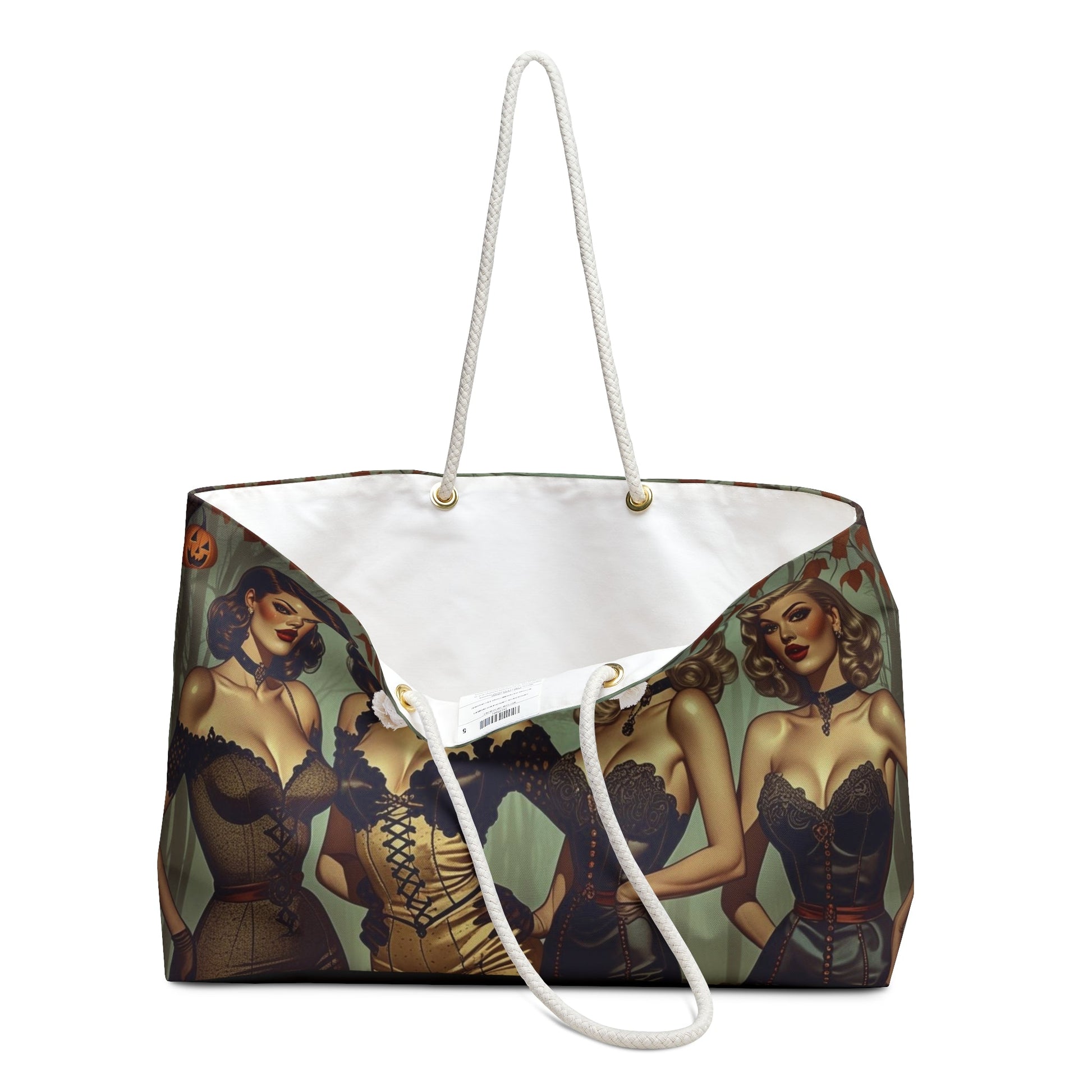 Spooky Beauties Retro Halloween Glamour Pin-Up Weekender Bag Rose Meow