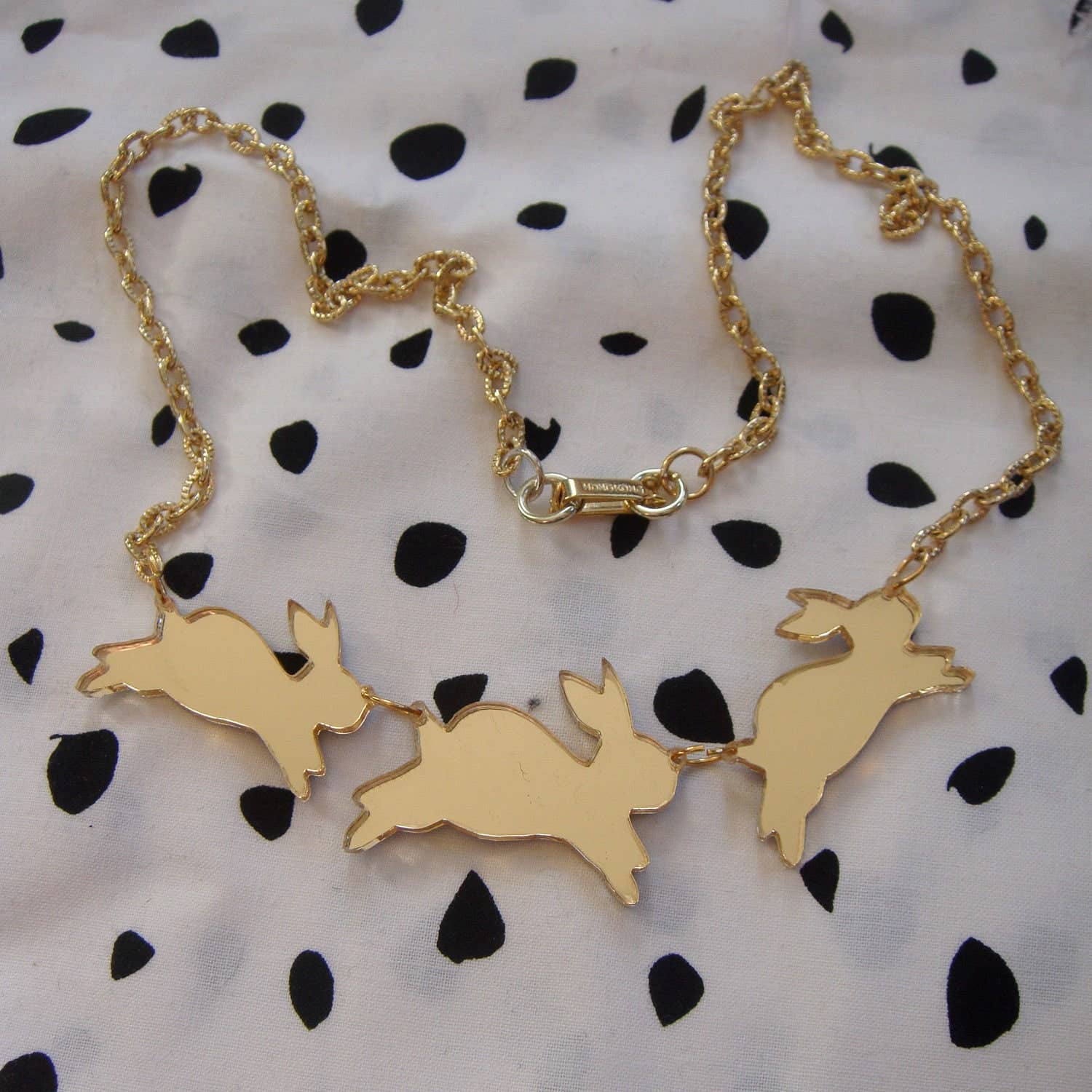 Mirror Bouncing Bunnies Bunny Rabbit Statement Necklace Quirks!