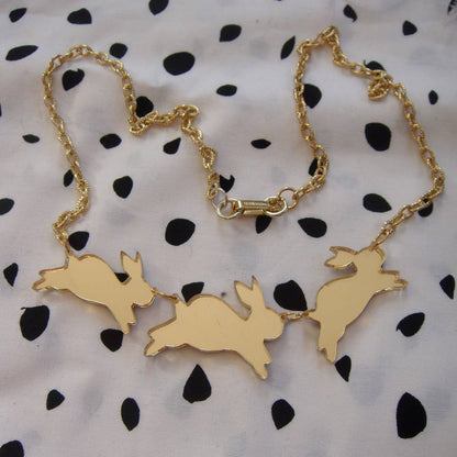 Mirror Bouncing Bunnies Bunny Rabbit Statement Necklace Quirks!