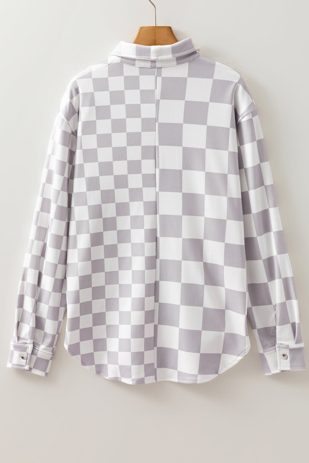 Green Checkerboard Flap Pocket Button Front Shacket