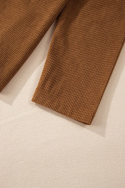 Brown Textured Flap Pocket Drop Shoulder Shacket Shewin