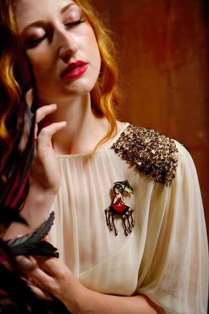 Spider Woman with Web Brooch by Laliblue
