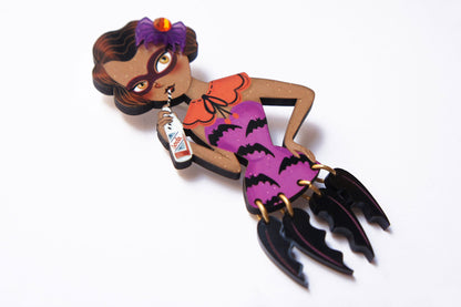 Vampire Bat Woman Brooch by Laliblue