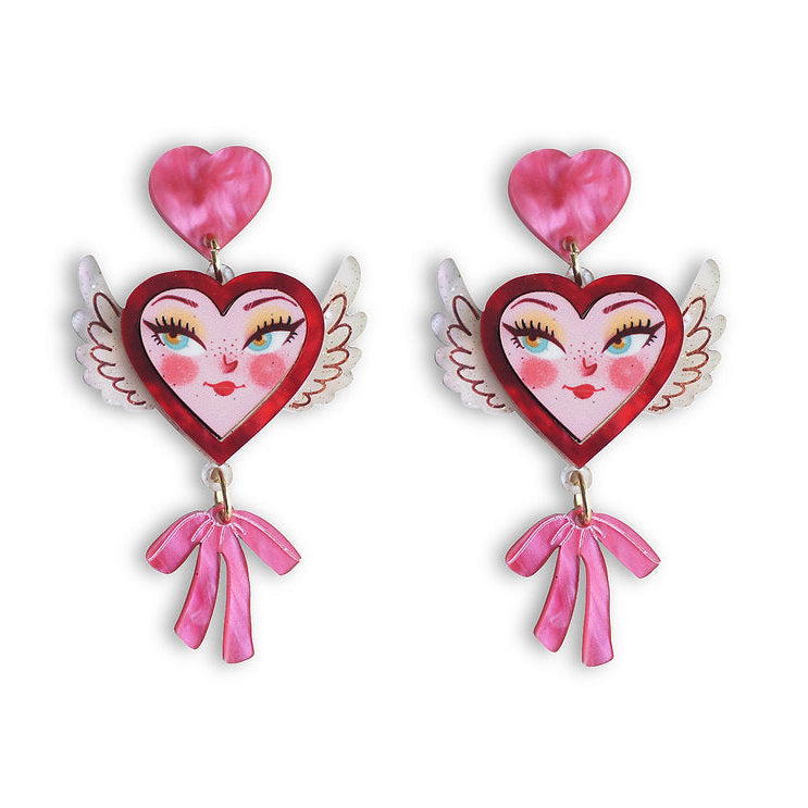 Heart with Wings Earrings by Laliblue