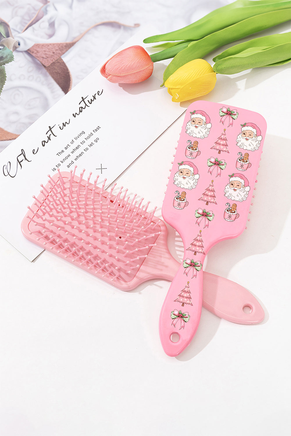 Pink Christmas Cute Hair Cushion Comb