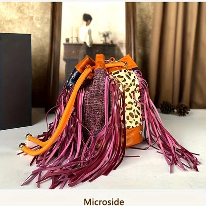 Cross-body Bohemian Cowhide Hanging Bucket Bag DSers