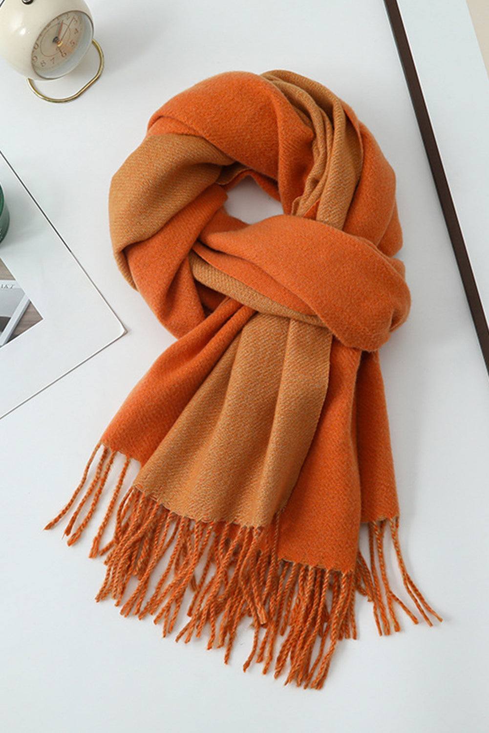 Russet Orange Cotton Tassel Scarf Shewin