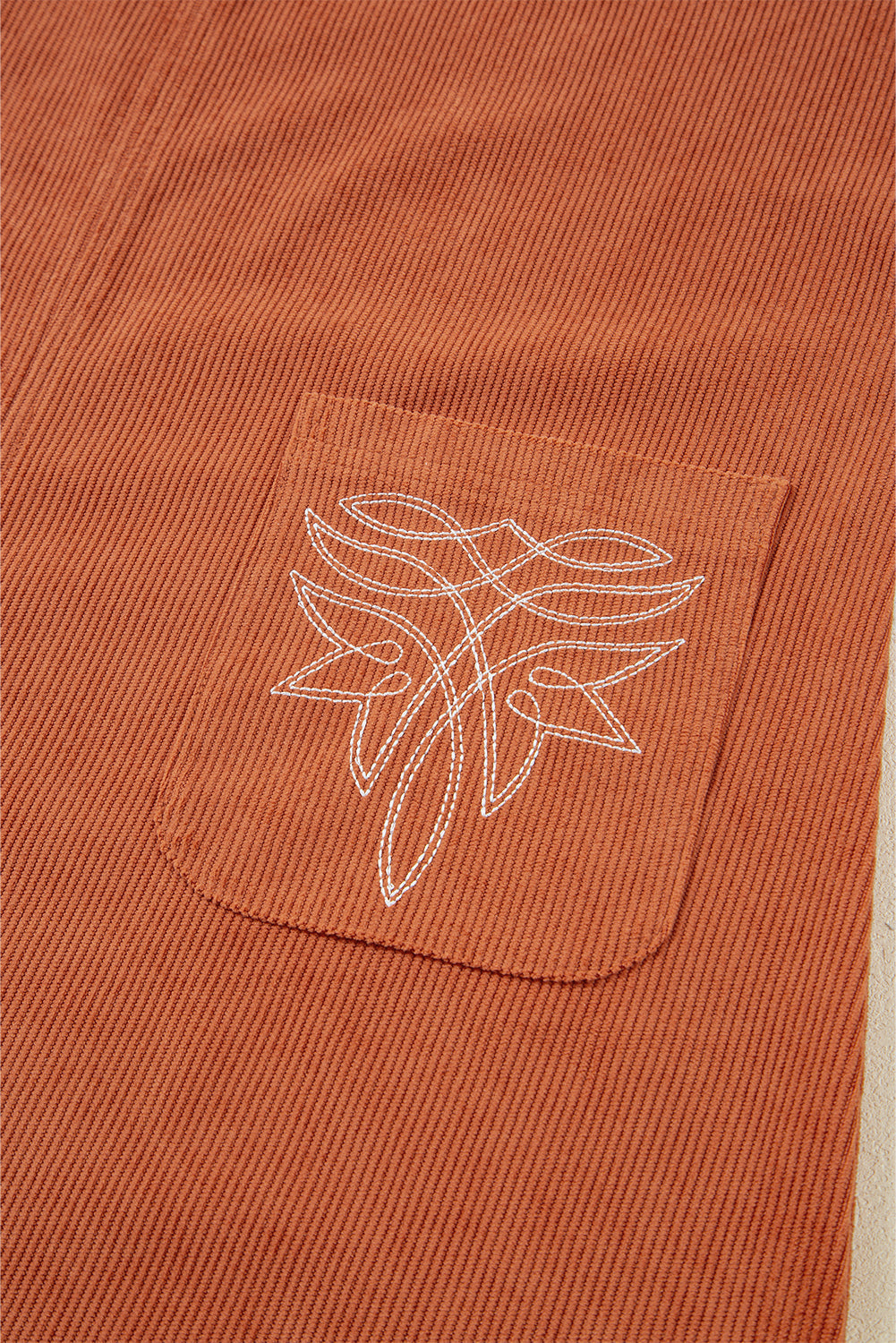 Gold Flame Corduroy Embroidered Patch Pocket Sleeveless Mini Dress Shewin