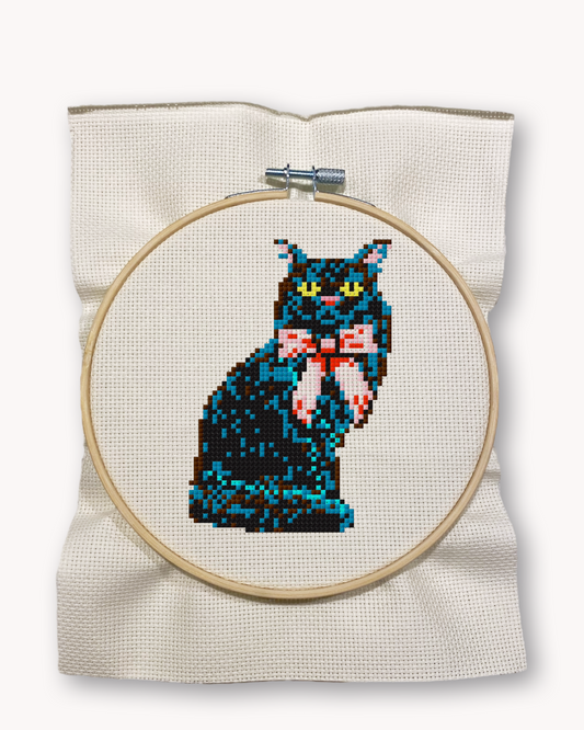 Black Persian Cat Cross Stitch Kit ( M 4 inch )