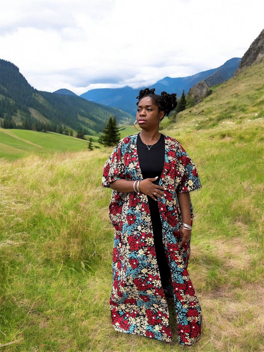 UKA Bold African Print Kimono Jacket - Handmade Ankara Outerwear for Women - Creative Freedom Collective