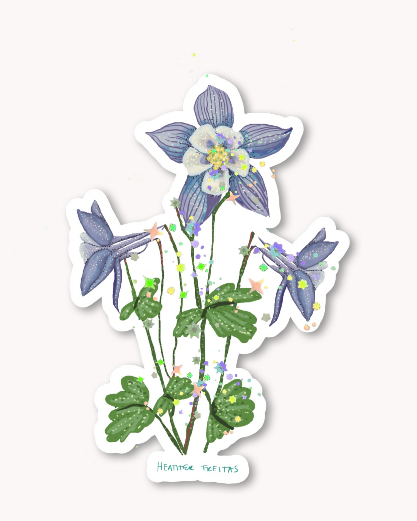 Blue Columbine Flower Sticker