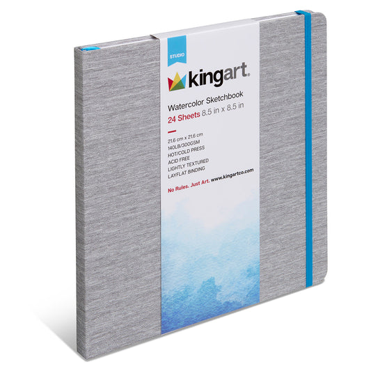 Hardcover Watercolor Paper Sketchbook - 8.5” x 8.5” - 24 Pages