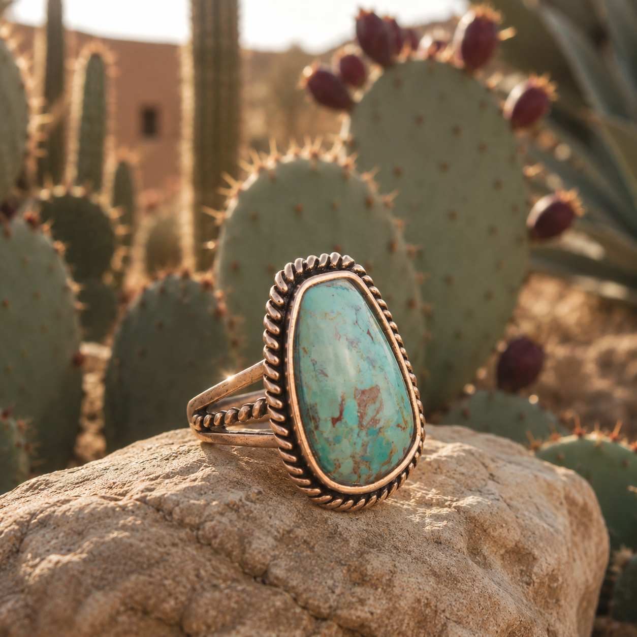 Roped Turquoise Ring