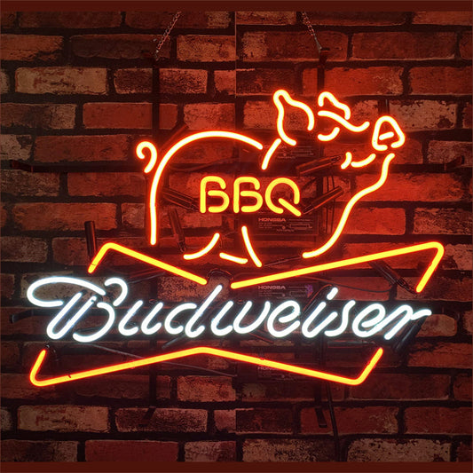 Pig BBQ Budweiser Beer Neon Sign Light Neon Signs Land
