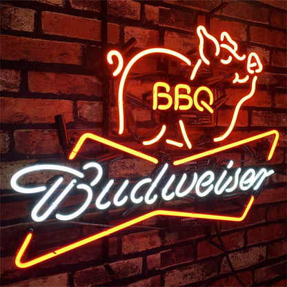 Pig BBQ Budweiser Beer Neon Sign Light Neon Signs Land