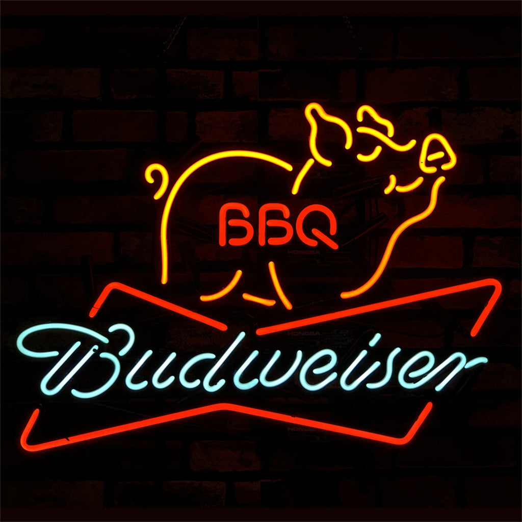 Pig BBQ Budweiser Beer Neon Sign Light Neon Signs Land