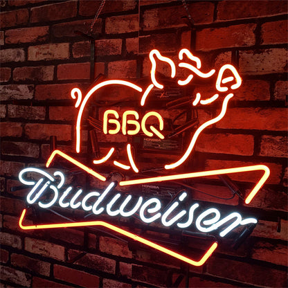 Pig BBQ Budweiser Beer Neon Sign Light Neon Signs Land