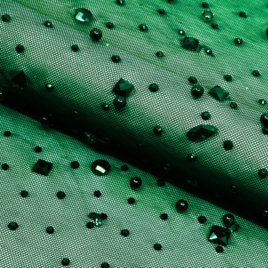 Brilliance Beaded with Rhinestone Stretch Mesh Fabric | Blue Moon Fabrics