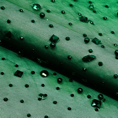 Brilliance Beaded with Rhinestone Stretch Mesh Fabric | Blue Moon Fabrics