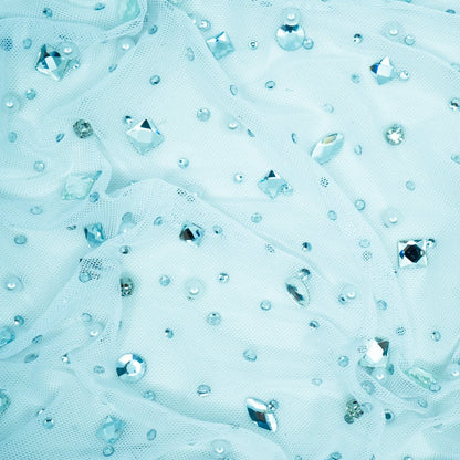 Brilliance Beaded with Rhinestone Stretch Mesh Fabric | Blue Moon Fabrics