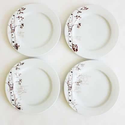 Personalized Birch Dessert Plate Set – Four Seasons Hand-Drawn Design rust designs