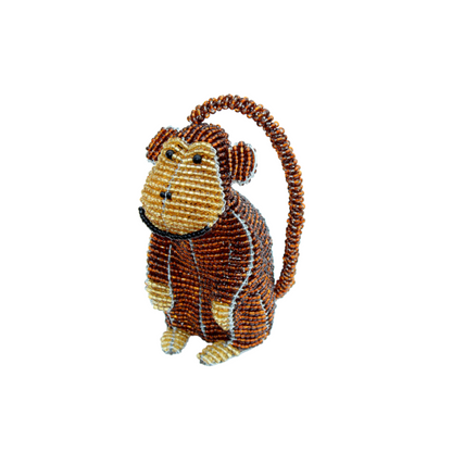 Handmade Beaded Baby Monkey – Haitian Artisan Animal Figurine.